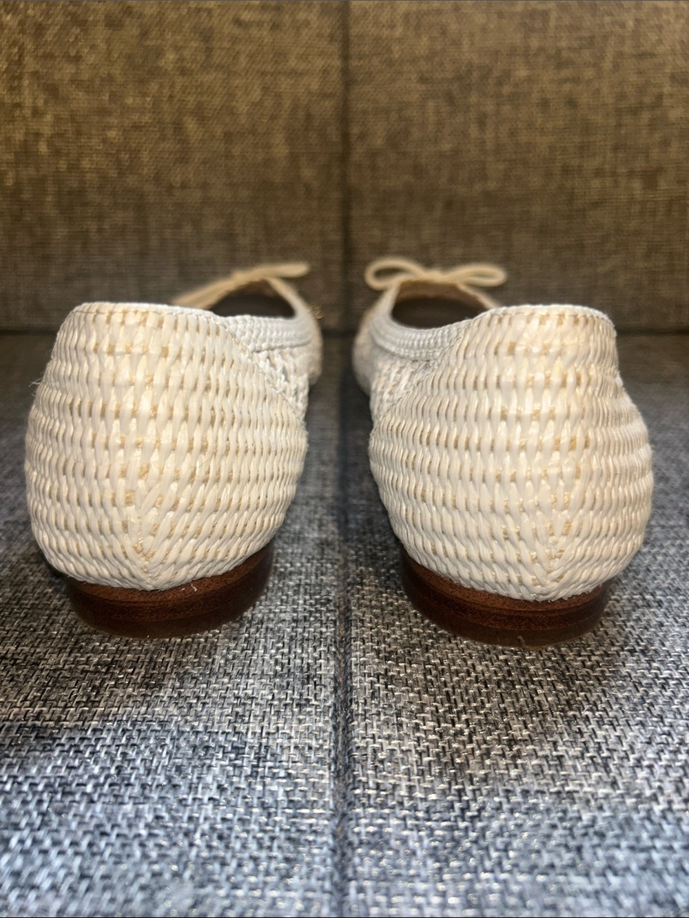 Sam Edelman MAY - Cream Woven Ballet Flats with Bow Accent - Picture 4 of 7